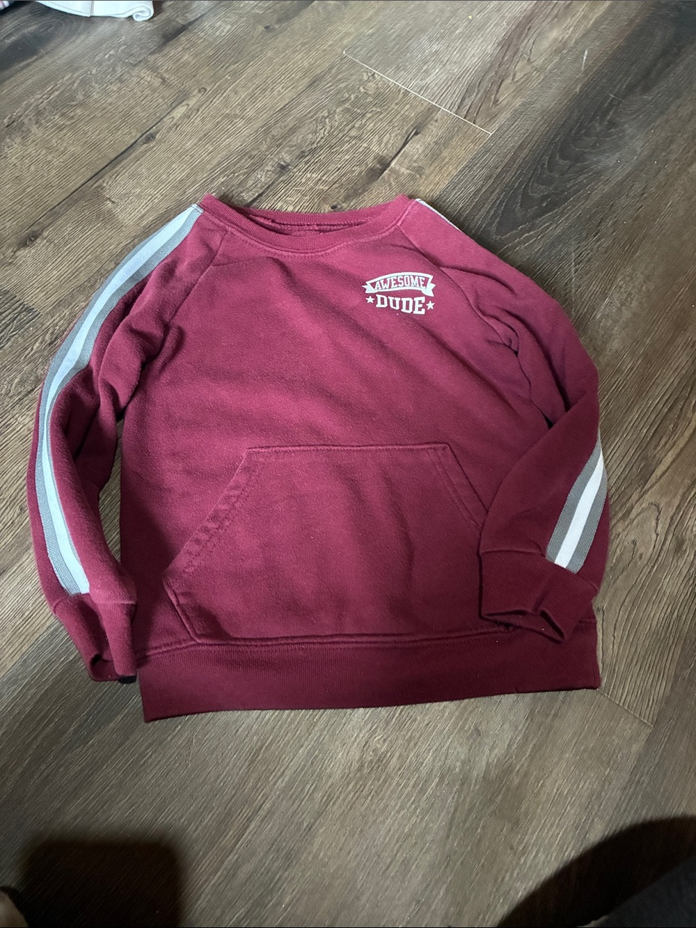 Garanimals Maroon Sweatshirt with White & Gray Stripe Sleeves - "Awesome Dude"